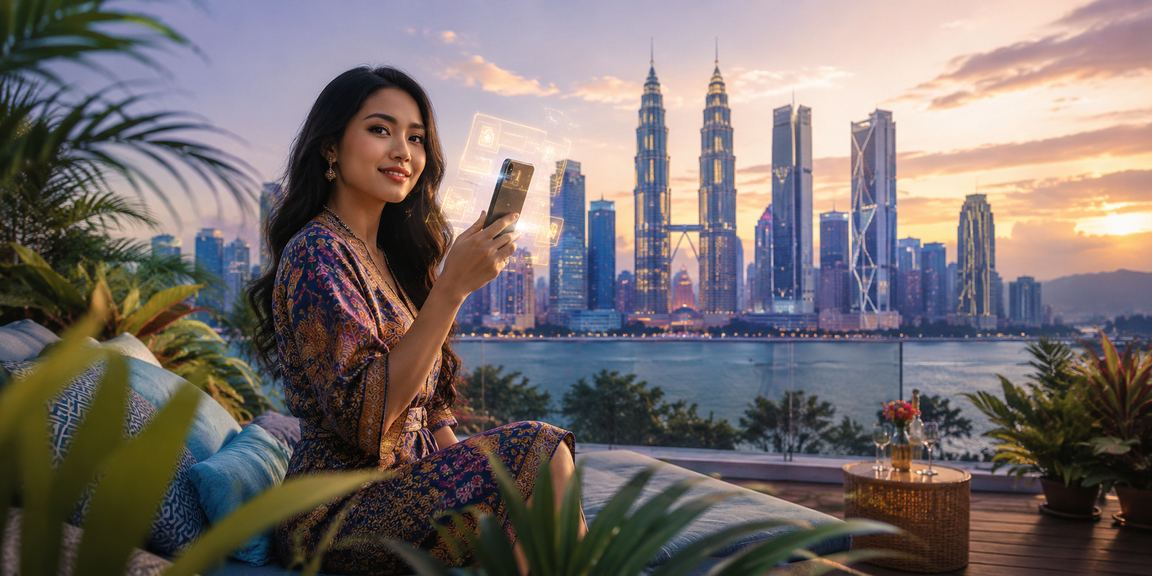Pengguna membuat deposit mudah alih di Kuala Lumpur menggunakan perbankan dalam talian